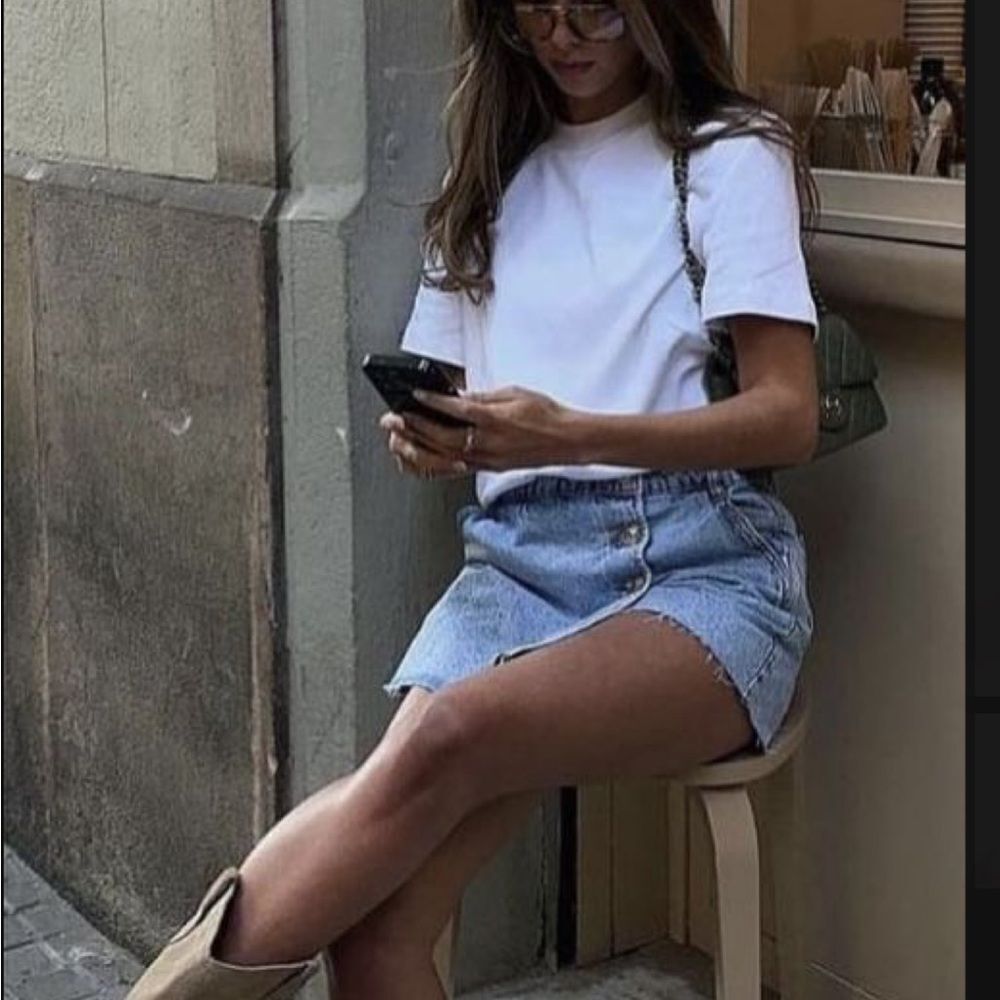 Button up denim skirt